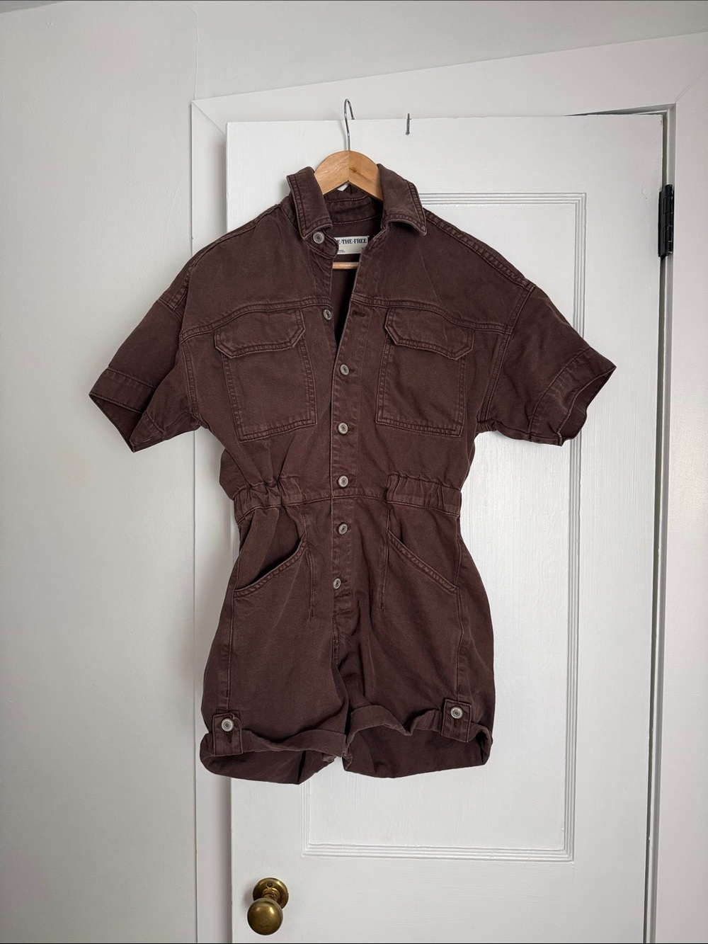 We The Free Brown Denim Romper